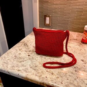 The Sak crochet red crossover bag